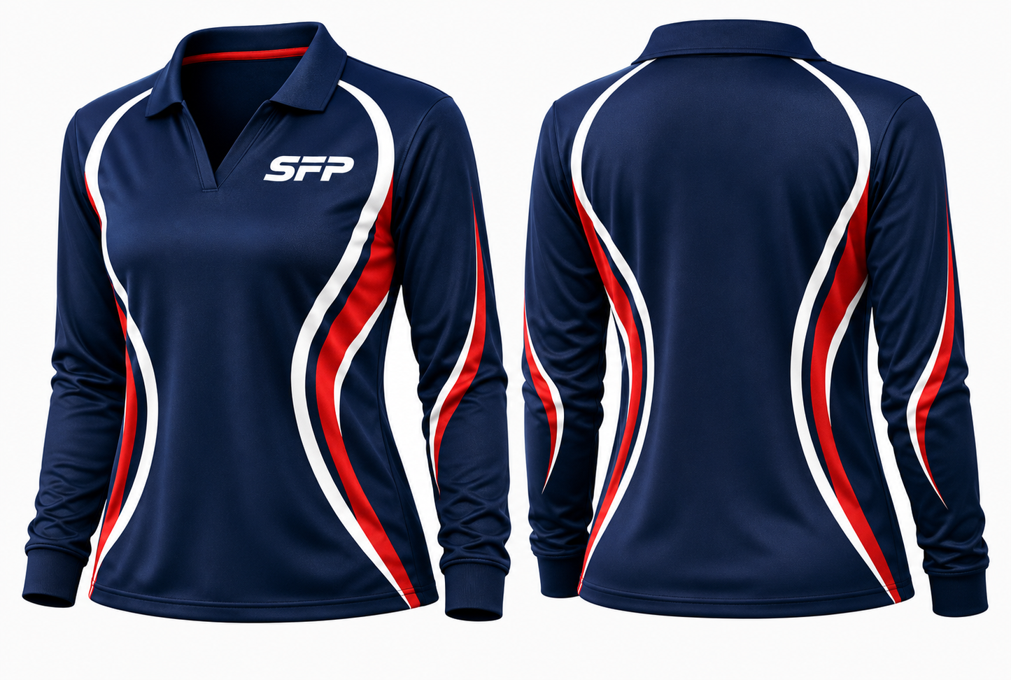 LADIES LONG SLEEVE CLASSIC OPEN V-NECK POLO