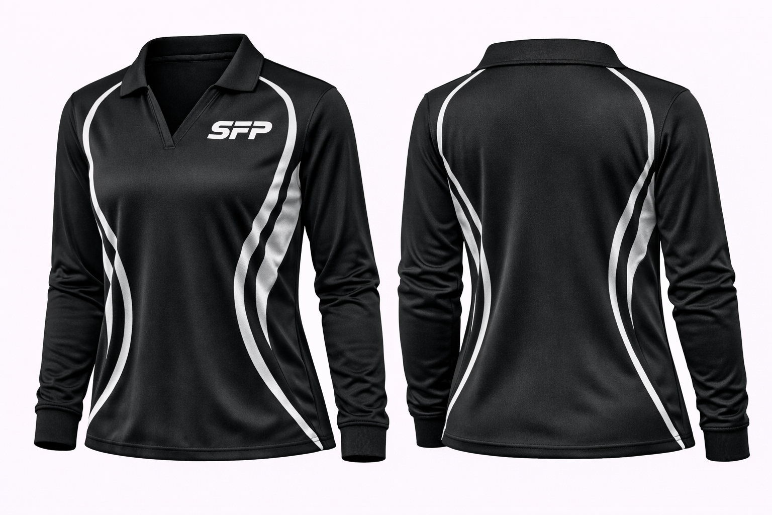 LADIES LONG SLEEVE CLASSIC OPEN V-NECK POLO